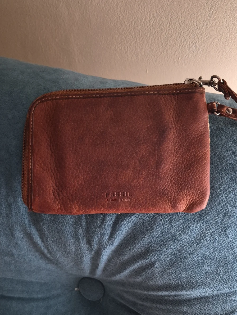 Vintage Fossil Boho Leather Wristlet Wallet Pouch